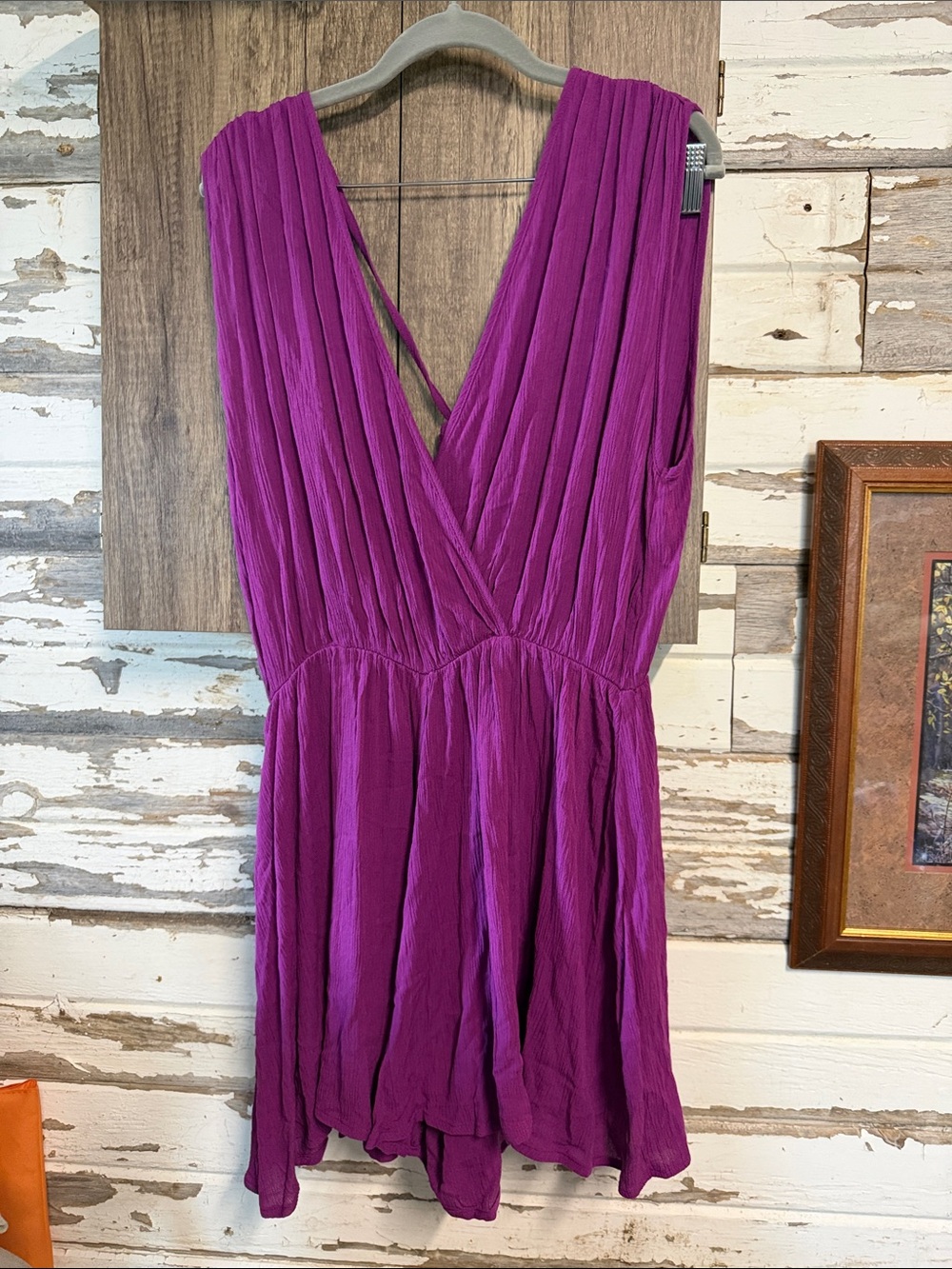 Zenana Outfitters Sleeveless V-Neck Romper in Fuchsia Purple
